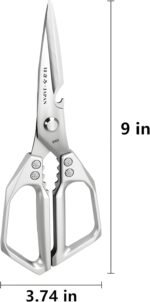 Kitchen Scissors, All Purpose，Ultra Sharp Meat Scissors，Heavy Duty Silver Cooking Scissor，Dishwash Safe Stainless Steel Kitchen Shears for Food, Chicken Bones, Turkey - Image 3