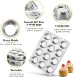 TeamFar 12-Cup Muffin Pan, Stainless Steel Muffin Tin Metal Cupcake Baking Pan for Oven, Regular Size & Non Toxic, Easy Clean & Dishwasher Safe - Image 4