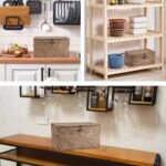 Hipiwe Wicker Shelf Baskets Bin with Lid, Handwoven Seagrass Basket Storage Bins Rectangular Household Basket Boxes for Shelf Wardrobe Home Organizer, Coffee Medium - Image 5
