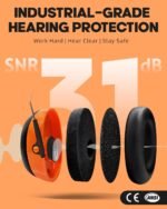 HP033 Pro Bluetooth 5.4 AM FM Radio Headphones with Type-C Charge Port Ear Protection Rechargeable Safety Earmuffs for Mowing Workshops Orange - Image 3