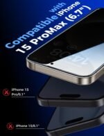 MAGIC JOHN 2 Pack for iPhone 15 Pro Max 6.7 inch Privacy Glass Screen Protector, Auto Dust-Elimination Installation, Bubble Free, Easy Installation - Image 4