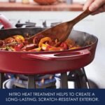 Rachael Ray NITRO Cast Iron Frying Pan/Skillet with Helper Handle and Pour Spouts, 12 Inch, Red - Image 4