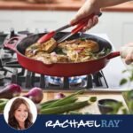 Rachael Ray NITRO Cast Iron Frying Pan/Skillet with Helper Handle and Pour Spouts, 12 Inch, Red - Image 5