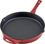 Rachael Ray NITRO Cast Iron Frying Pan/Skillet with Helper Handle and Pour Spouts, 12 Inch, Red - Image 6
