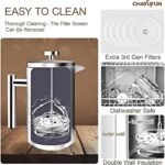 Premium Stainless Steel French Press Coffee Maker (5 Pack Filter)- 34oz/1L Thermal Insulated, 304 Rust-Proof Metal Press - Heat-Resistant Ergonomic Handle BPA Free(Dishwasher Safe) - Image 4