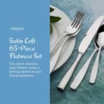 Mikasa Satin Loft 65-Piece Flatware Set for 12, 18/10 Stainless Steel Silverware with Forks, Knives, Spoons, and Serving Utensils, Durable and Elegant Design - Image 3