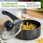 Ecolution Easy Clean Ceramic Nonstick Cookware Set, Dishwasher Safe Kitchen Pots and Pans Set, Comfort Grip Handle, Even Heating, Ultimate Food Release, 26-Piece, Black - Image 4