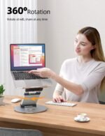 Nulaxy Telescopic 360 Rotating Laptop Stand for Desk Adjustable Height Swivel Pull Out Design Ergonomic Laptop Riser Fits All 10-17" Laptops Computer MacBook, Silver - Image 3