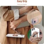 Phone Ring Holder Finger Kickstand 360°Rotation Cellphone Back Grip Foldable Cell Phone Stand for Desk Compatible with iPhone iPad Smartphones Tablets (Hollow Rosegold) - Image 3