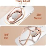 Phone Ring Holder Finger Kickstand 360°Rotation Cellphone Back Grip Foldable Cell Phone Stand for Desk Compatible with iPhone iPad Smartphones Tablets (Hollow Rosegold) - Image 5