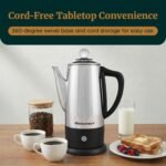 Elite Gourmet EC812 Electric 12-Cup Coffee Percolator with Keep Warm, Clear Brew Progress Knob Cool-Touch Handle Cord-less Serve, Stainless Steel - Image 3