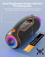 Portable Bluetooth Speakers Wireless Upgrade, 200W Peak Loud Sound/Deep Bass for Party, IP65 Waterproof Outdoor Speaker w/ 2*Subwoofer/2*Tweeter/DSP/Bass Boost/TWS/TF/USB/AUX, 24H Playtime - Image 4