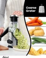 Joined Rotary Cheese Grater with Handle - Mandoline Slicer with 3 Stainless Steel Drum Blades-Vegetable Slicer Walnuts Grinder Cheese Shredder Round Mandoline with Peeler - Image 4