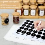 4OZ Glass Spice Jars with Bamboo Lids and 315 Labels, 32 Pcs Clear Food Storage Containers for Kitchen Sugar Salt Coffee Tea Beans - Image 3