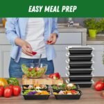 50 Pack (100-Piece) 32 oz Meal Prep Containers Reusable with Lids, Sturdy Leakproof & Food Safe, Microwave, Freezer, Dishwasher Safe Prep Containers, To Go Take Out Plastic Food Storage - Image 5