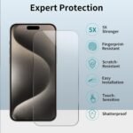 ImpactStrong 3-Pack Shatterproof Tempered Glass Screen Protector for iPhone 15 / iPhone 16 [Easy Installation Frame] [Bubble Free] [9H Hardness] [Full Coverage] Case Friendly, 6.1 Inch - Image 5