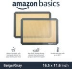 Amazon Basics Silicone Rectangular Baking Mat, Non-Stick Reusable Oven Bakeware, 16.5" x 11.6", New Beige/Gray, Pack of 2 - Image 3