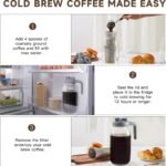 Cold Brew Coffee Maker Pitcher, 64 OZ Heavy Duty Glass Wide Mouth Mason Jar Pour Spout Airtight Lid with Stainless Steel Infuser Filter for Iced Coffee, Ice Tea, Brewed Making - Image 3