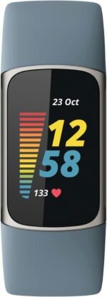 Fitbit Charge 5 Advanced Fitness Tracker with GPS, Heart Rate, Sleep & Health Tracker - Power Bundle with Adapter (Blue Stainless Steel) - Image 4