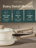 CAROTE 16pcs Ceramic Cookware Sets, Pots and Pans Set Non Stick, Healthy Cookware Set, Induction Kitchen Pots and Pans, PFAS/PFOA Free - Image 5