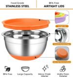 CHAREADA Mixing Bowls with Airtight Lids, 18pcs Stainless Steel Nesting Mixing Bowls Set Non-slip Silicone Bottom, Size 4.5, 3.6, 2.7, 2.1, 1.7, 1.1, 0.7 qt, Fit for Mixing & Serving(Colorful) - Image 3