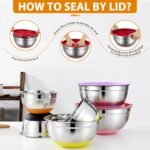 CHAREADA Mixing Bowls with Airtight Lids, 18pcs Stainless Steel Nesting Mixing Bowls Set Non-slip Silicone Bottom, Size 4.5, 3.6, 2.7, 2.1, 1.7, 1.1, 0.7 qt, Fit for Mixing & Serving(Colorful) - Image 4