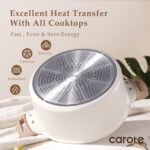 CAROTE 6 Qt Nonstick Stock Pot with Lid Soup Pot, 6 Quart Casserole with Lid, Easy to Clean Non Stick Cooking Pot Cookware PFOA Free, White Granite - Image 3