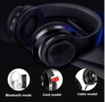 Wireless Bluetooth Headphones-Colorful Lights,Foldable,Bluetooth 5.0,10 m Range,Stereo Surround,Built-in Microphone,Comfortable affixed Ears (Black) - Image 3