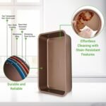 NutriChef 6-Piece Nonstick Bakeware Set, Carbon Steel Baking Pans Set, Includes Cookie Sheets, Wide & Square Bake Pans, Bread Loaf & Round Cake Pan, Muffin Pan - Gold - Image 5