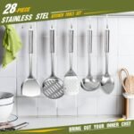 Stainless Steel Kitchen Utensil Set- Fungun 28 Pcs Cooking Nonstick Cookware Set with Spatula - Best Gadgets Tools Kitchen Accessories - Image 5