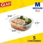 GladWare Entrée Food Storage Containers with Glad Lock Tight Seal | BPA Free | Medium Square Plastic Containers Hold Up to 25 Ounces of Food, 5 Count - 2 Pack - Image 4