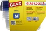 GladWare Entrée Food Storage Containers with Glad Lock Tight Seal | BPA Free | Medium Square Plastic Containers Hold Up to 25 Ounces of Food, 5 Count - 2 Pack - Image 6