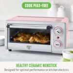 GreenLife Countertop Toaster Oven Air Fryer Stainless Steel, Healthy Ceramic Nonstick, PFAS Free, Tray & Basket, Bake, Broil, Reheat, Adjustable Temp & Time Control, Auto Shutoff, Pink - Image 3