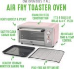 GreenLife Countertop Toaster Oven Air Fryer Stainless Steel, Healthy Ceramic Nonstick, PFAS Free, Tray & Basket, Bake, Broil, Reheat, Adjustable Temp & Time Control, Auto Shutoff, Pink - Image 4