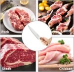 8 inch Chef Knife, Razor Sharp Kitchen Knife with Protective Knife Sheath, Razor Sharp Slicing Knife with Ergonomic Handle, German Stainless Steel, Dishwasher Safe (Brown Color) - Image 4