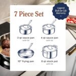 LEGEND COOKWARE 5-Ply Stainless Steel Cookware Set, 7-Piece Pots and Pans Set - Induction Compatible, Oven Safe 800°F - Non-Toxic, No Coatings - Built to Last Generations - Image 5