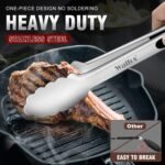 Food Grade Stainless Steel Kitchen Tongs for Cooking,BBQ - 7 ，9 and 12 Inch,Set of 3 Heavy Duty Locking Metal Food Tongs Non-Slip Grip - Image 3