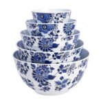 Amazon Basics Nesting Melamine Mixing Round Bowl with Lid and Non-Slip Base, 5 Sizes, Blue and White Floral, Set of 10, 4 quarts, 3 15/16",7 9/16",8 7/8",10",11 1/4" - Image 4
