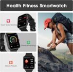 Smart Watch (Answer/Make Call): 1.85" Waterproof Fitness Trackers with 24-Hours Blood Pressure Heart Rate SpO2 Sleep Monitor Watches for Men Women, iPhone Android Compatible (Stone Black) - Image 4