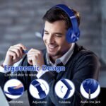 9S Wireless Over-Ear Bluetooth Headphones, 60 Hours Playtime, Hi-Fi Stereo, 6 EQ Modes, Built-in Microphone, Foldable Design, Blue - Image 4