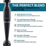 Elite Gourmet EHB3201 Immersion Hand Blender 300 Watts 2 Speed Mixing with Detachable Blades, Detachable Wand Stick Mixer, Smoothies, Baby Food, Soup, Charcoal Black - Image 3