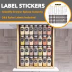 SpaceAid Spice Drawer Organizer with 28 Spice Jars, 386 Spice Labels, 4 Tier Seasoning Rack Tray Insert for Kitchen Drawers, 13" Wide x 17.5" Deep - Image 4
