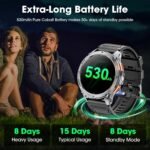 Military Smart Watches for Men with GPS, 1.43" AMOLED Bluetooth Call Smartwatch with LED Flashlight, Smart Watch for Android iOS, IP68 Waterproof Fitness Tracker with Heart Rate (Black) - Image 4