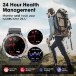 Military Smart Watches for Men with GPS, 1.43" AMOLED Bluetooth Call Smartwatch with LED Flashlight, Smart Watch for Android iOS, IP68 Waterproof Fitness Tracker with Heart Rate (Black) - Image 5