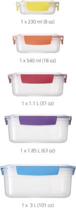 Joseph Joseph Nest Lock Plastic BPA Free Food Storage Container Set with Lockable Airtight Leakproof Lids, 10-Piece, Multi-Color - Image 3
