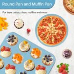 Baking Pans Set Non Stick, Bakeware Sets Stackable, Oven Safe, Steel Baking Set Supplies for Home Baking, Roasting, Easy to Release, Sturdy Bake Gifts for Holiday, Blue, 6 Pieces - Image 5