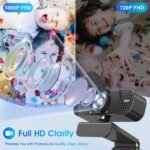 1080P Webcam with Active Light Correction, Privacy Cover, Plug and Play USB Webcam for PC/Desktop/Laptop - Image 3