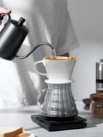 DOWAN Pour Over Coffee Maker, Non-Electric Pour Over Coffee Dripper, Manual Brew Maker, Single Cups Porcelain Slow Brewing Accessories for Gifts,White - Image 3