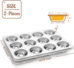 P&P CHEF Muffin Pan Cupcake Baking Pan Set, Stainless Steel Muffin Tin Tray for Mini Cake Tart Quiche, Oven & Dishwasher Safe, Non-toxic & Heavy-duty, (12 Cup, 2Pcs) - Image 3