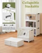 OlarHike 144QT Lockable Storage Bins with Lids - Folding Storage box with Doors and Wheels, Collapsible Plastic Bins for Closets, Stackable Organizer and Containers, Gifts, 3 Pack Cubes - Image 3